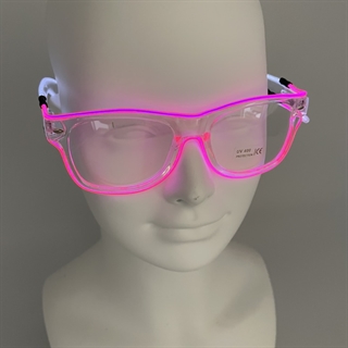 Klar brille med lyserødt lys